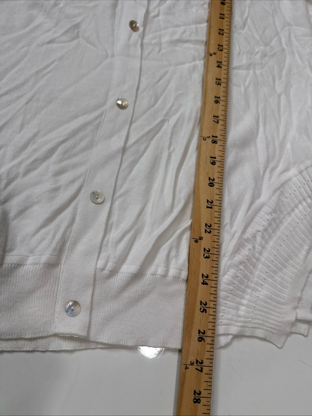 Planet by Lauren G White Cotton V-Neck Button Front Cardigan Sweater A020826 - Picture 6 of 7